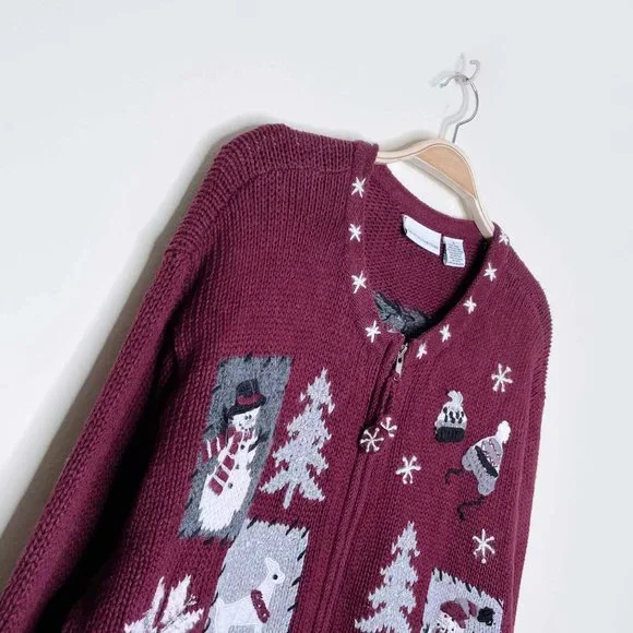 ⚡️SOLD⚡️ vintage croft & barrow embellished holiday cardigan - size large - Picture 7 of 7